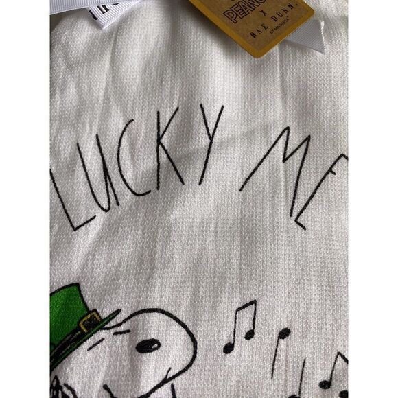 2 Pack Peanuts Rae Dunn Snoopy Woodstock LUCKY ME St Patrick Day Kitchen Towels - Picture 5 of 12